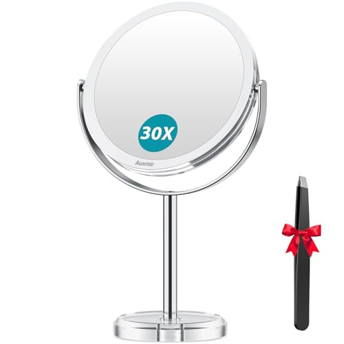 Auxmir 6.8" 1X/30X Magnifying Makeup Mirror w/ Tweezer