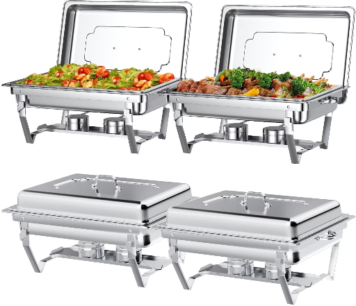 TINANA 8QT Stainless Steel Chafing Dish Buffet Set 4-Pack