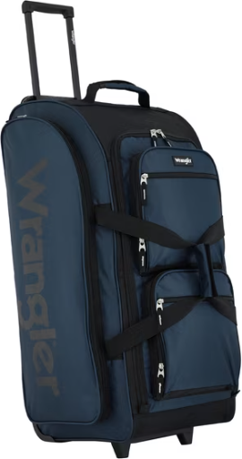 Wrangler 30-inch Large Checked Multi-Pocket Upright Rolling Duffel Bag Deal