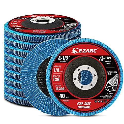 EZARC Zirconia Flap Discs 40 Grit 4-1/2 x 7/8-Inch 10-Pack Deal