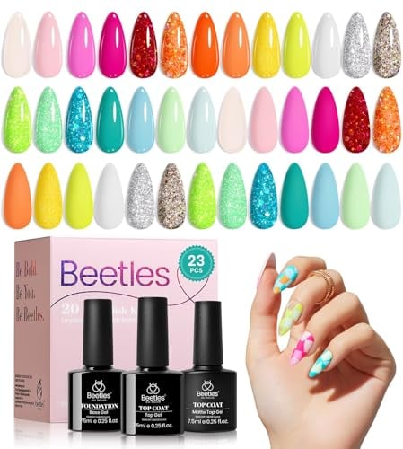 Beetles 20-Color Glitter Jelly Solid Gel Nail Polish Set