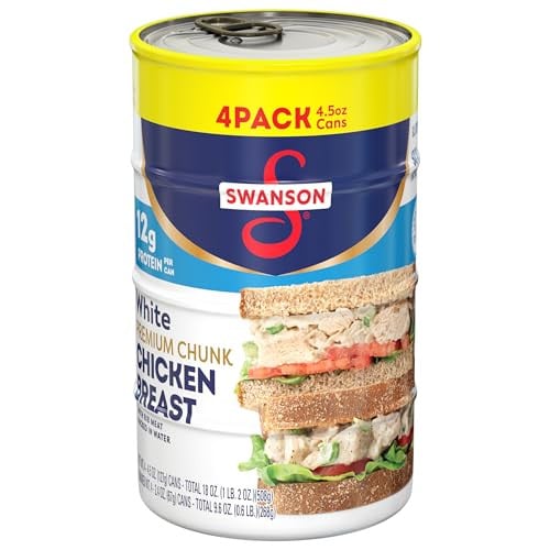 Swanson White Premium Chunk Chicken Breast with Rib Meat in Water, 4.5 oz. (Pack of 4) Deal