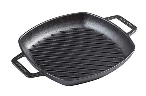 10" Victoria Cast Iron Square Grill Pan with Double Loop Handles