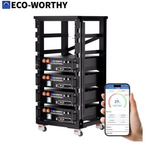ECO-Worthy 48V 400Ah Server Rack Battery LiFePO4 w/Bluetooth 4 Pack 20.48kWh Solar Battery Kit Deal