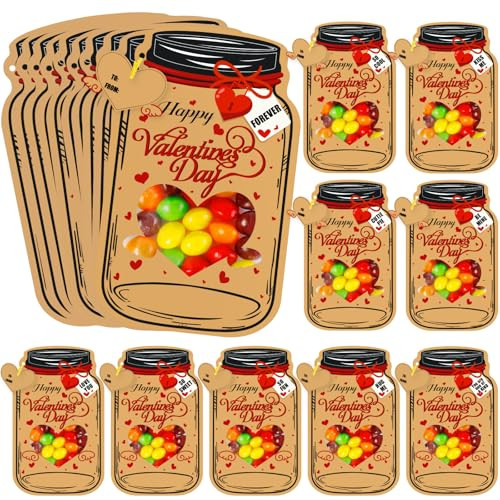 Natonhi Bulk Mason Jar Valentines Day Cards 50 Count