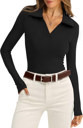 WIHOLL Long Sleeve V Neck Blouses Deal