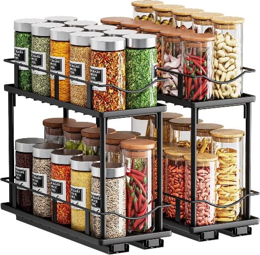 Pull Out Spice Rack Organizer for Cabinet 2-Pack Deal