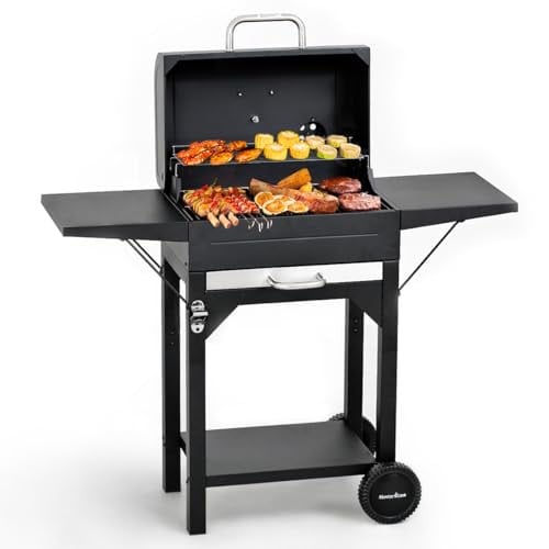 MASTER COOK Charcoal Grills with Two Side Tables, 332 SQIN Cooking Area Deal
