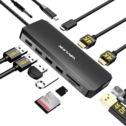 WAVLINK Laptop Docking Station w/ 2x 4K@60Hz HDMI & 100W PD