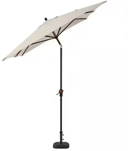 6.5' x 10' Aluminum Market LED Solar Auto-Tilt Patio Umbrella