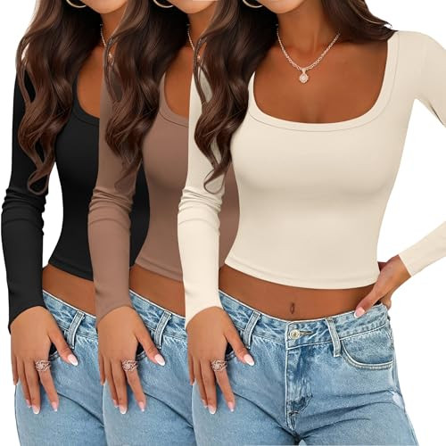 3 Pack Long Sleeve Crop Tops
