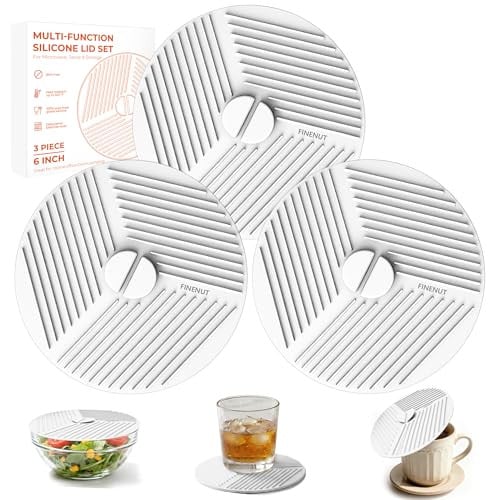 FINENUT 3-Pack 6" Silicone Bowl Lids & Microwave Splatter Covers Deal