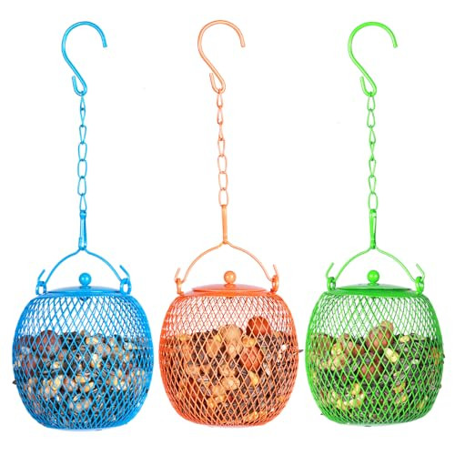 3-Pack Hanging Mesh Metal Ball Bird Seed Holder