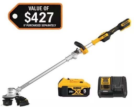 DEWALT 20V MAX 14 inch Foldable String Trimmer Kit with 5 Ah Battery