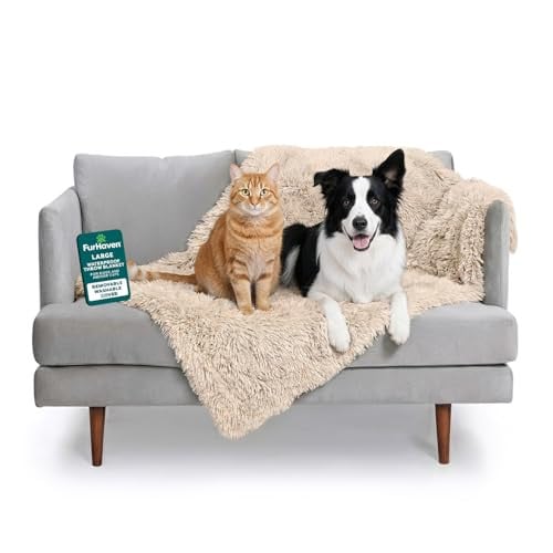 Furhaven Large Waterproof Throw Blanket For Dogs and Cats (Long Faux Fur, Large)