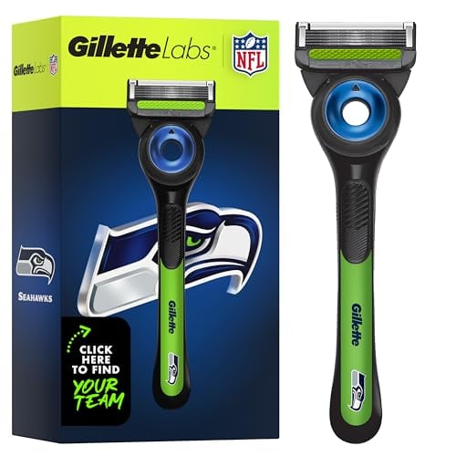Gillette Labs Special NFL Seahawks Edition Shaving Razor for Men, 1 Handle + 1 Razor Deal