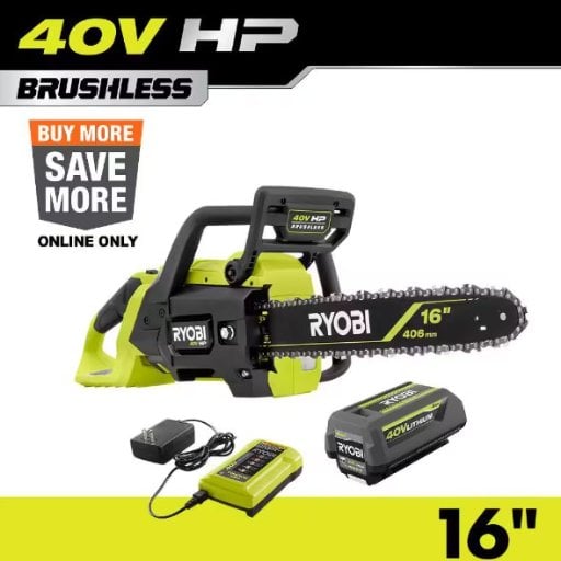 RYOBI 40V HP Brushless 16 in. Battery Chainsaw with 4.0 Ah Battery and Charger Deal
