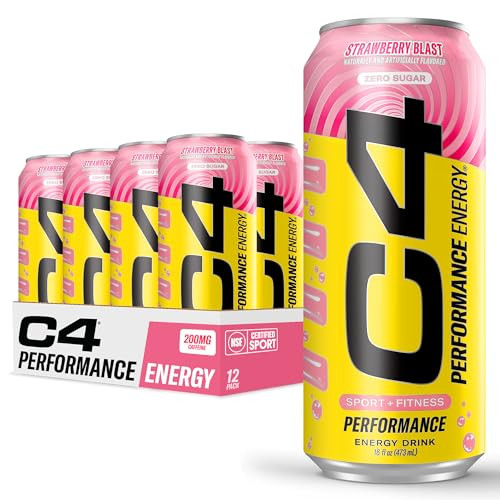 12-Pack 16oz Cellucor C4 Zero Sugar Pre Workout Energy Drink (Strawberry Blast)