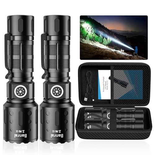 Banral Rechargeable LED High Lumens Tactical Flashlight 2-Pack Deal