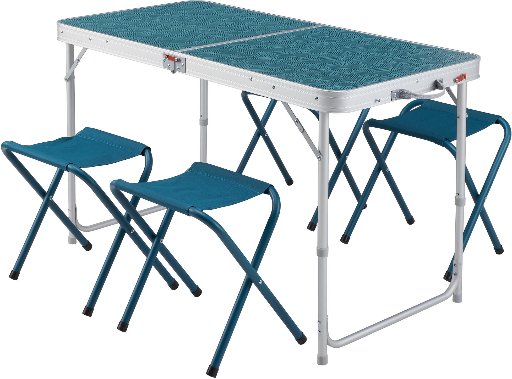 Decathlon Quechua Adjustable Height Camping Folding Table w/ 4 Stools