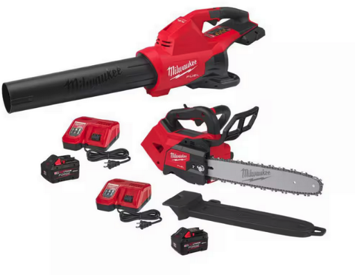 Milwaukee M18 FUEL Dual Battery 145 MPH 600 CFM 18V Brushless Cordless Blower w/ M18 14" Chainsaw Kit, M18 FORGE Starter Kit