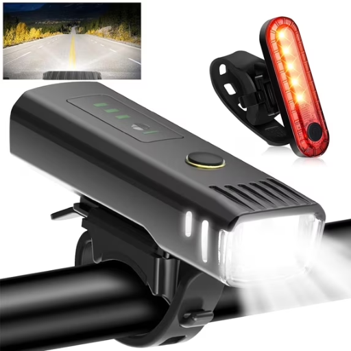 Front & Rear Bike Light Set, Rechargeable 1500mAh Deal