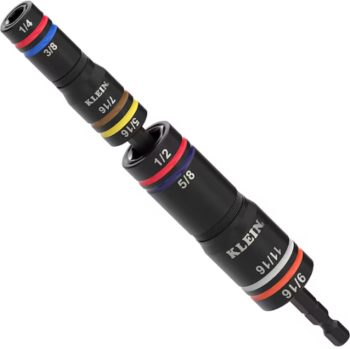 Klein Tools Quad-8 Deep-Well Heavy-Duty Impact Flip Sockets, SAE, 3-Piece Deal