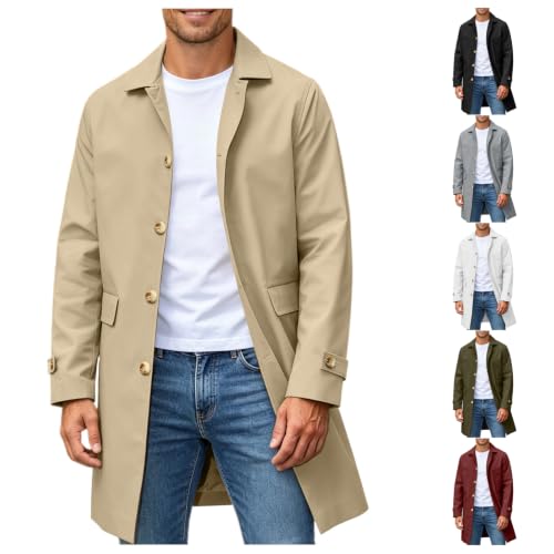 Trench Coat Long Single Breasted Notched Collar