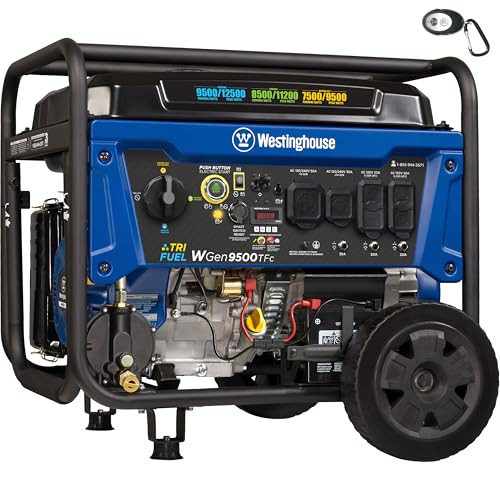 Westinghouse Remote Electric Start 9500-Watt Tri Fuel Portable Generator