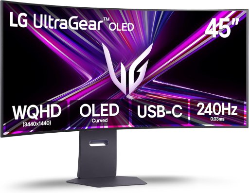 LG UltraGear 45 Inch OLED WQHD 240Hz 0.03ms G-Sync Compatible 800R Curved Gaming Monitor with webOS
