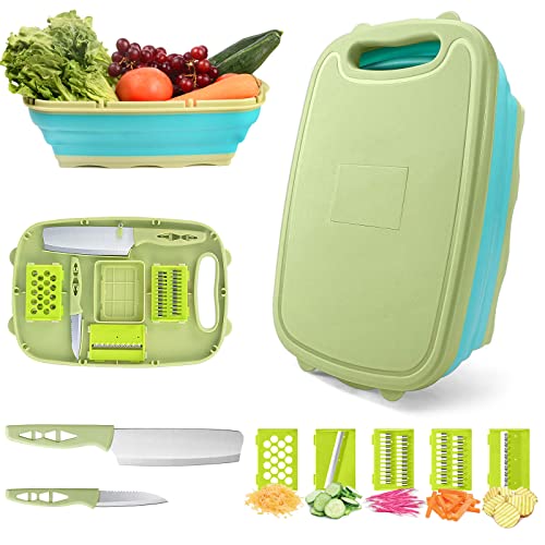 HI NINGER 9-in-1 Collapsible Cutting Board w/ Colander & Slicer