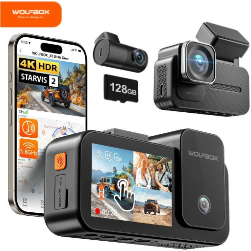 WOLFBOX 3-Channel 4K Dash Cam w/ STARVIS 2 IMX678 Voice Control & 128GB Card Deal