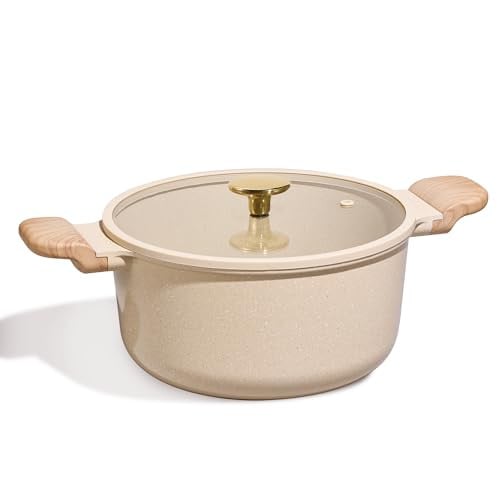 CAROTE 5 Qt Nonstick Stock Pot with Lid (Ceramic Oatmeal) Deal