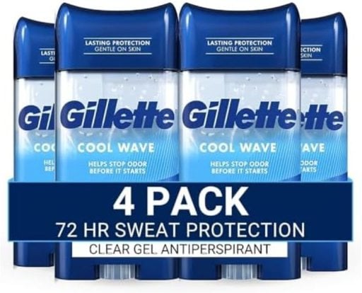 4-Pack Gillette Deodorant for Men, Clear Gel