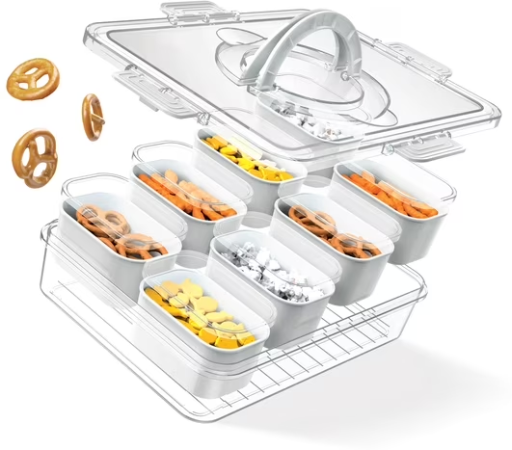 Cook with Color 8-Compartment Snackle Box Charcuterie Container Divided Tray w/ Lids and Handle (White, Olive) Deal