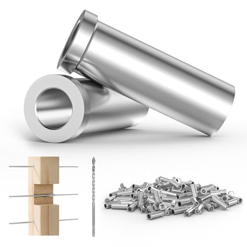 LuckIn 80 Pack Stainless Steel Protector Sleeves Cable Railing Hardware Kit for 1/8" Wire Rope