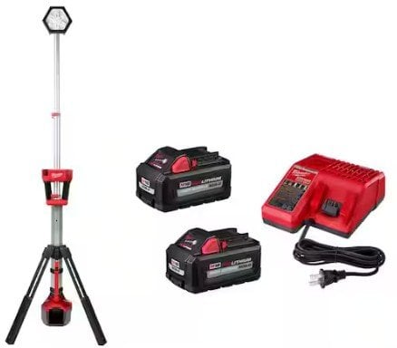 Milwaukee M18 18-Volt Lithium-Ion Cordless Rocket Dual Power Tower Light w/Two 6.0 Ah Battery and Charger