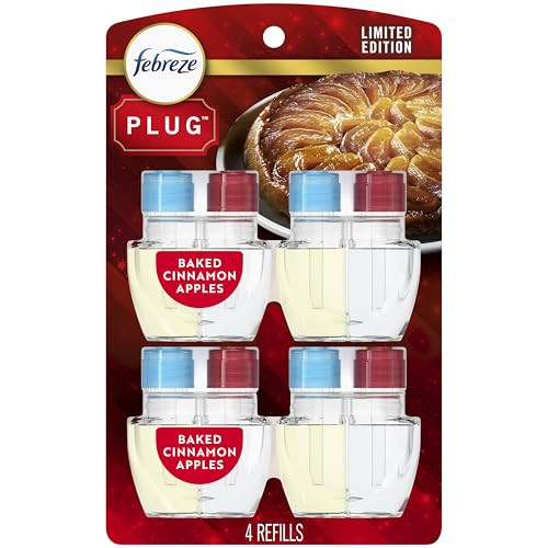 Febreze Plug In Air Freshener Refill 4-Pack 0.87-Oz Holiday Baked Cinnamon Apples