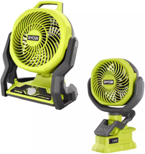 Ryobi ONE+ 18V Cordless Hybrid WHISPER 7-1/2 in. Fan + 18V Cordless 4 in. Clamp Fan Deal