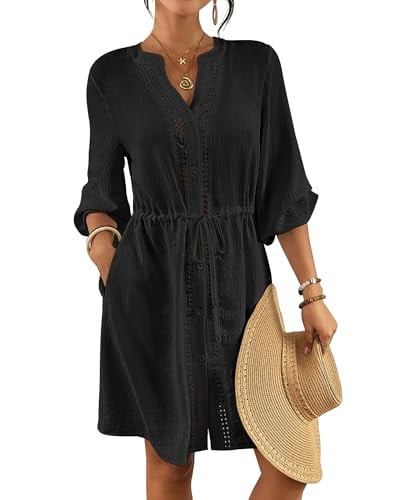 Bsubseach V Neck Bathing Suit Cover Up with Pocket  