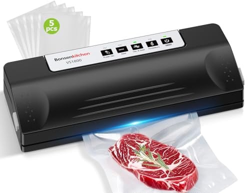 Bonsenkitchen Vacuum Sealer Machine with 5 Vacuum Bags