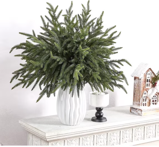 Christmas Norfolk Pine Branches, 18-Inch Artificial, 24-Pack