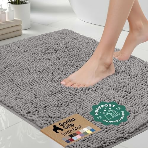 GORILLA GRIP Bath Rug Mat 24x17 Grey