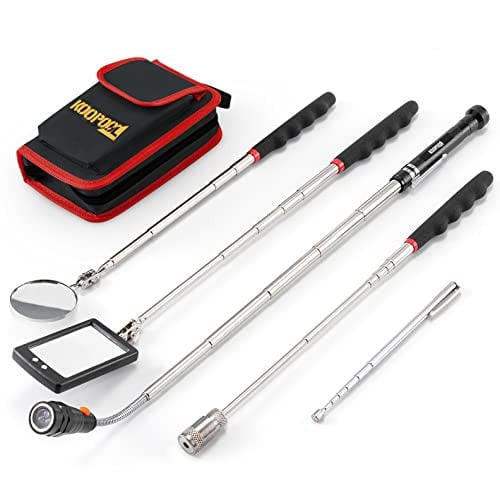 Koopool Telescoping Magnetic Pickup Tool Set w/ Mirror & LED Flashlight