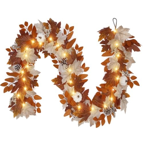 6' Fall Garland with Lights & Timer