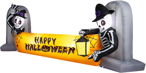 9.6' Skeleton Tombstone Banner Halloween Inflatable Outdoor Decor