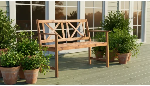 Gracie Oaks Wooden Garden Bench with X-Back