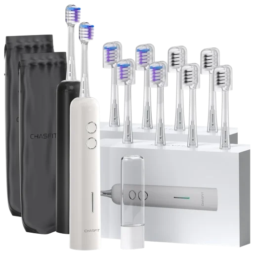 Chasfit Oscillating Sonic Toothbrushes 2-Pack (8x Replaceable Brushheads) Deal