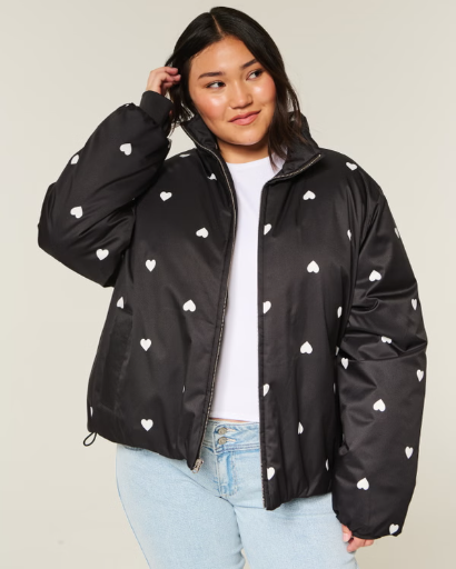 Hollister Zip Up Pattern Puffer Jacket