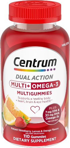 Centrum MultiGummies Multi+ Omega 3 Dual Action Adult Multivitamin 110-Count